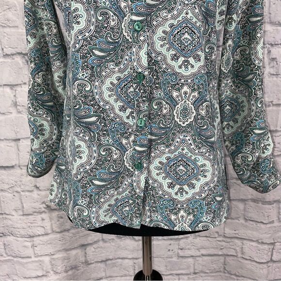 Notations petite paisley print button down blouse sz petite small - Picture 2 of 13